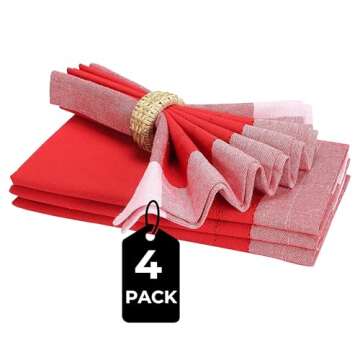 Cloth Napkins,Cotton Napkins,Christmas Dinner Napkins Cloth,Cloth Napkins Set of 4 Cotton, Napkins Cloth,Cloth Napkins Cotton,Cotton Dinner Napkins,Machine Washable Napkin 20x20 Red