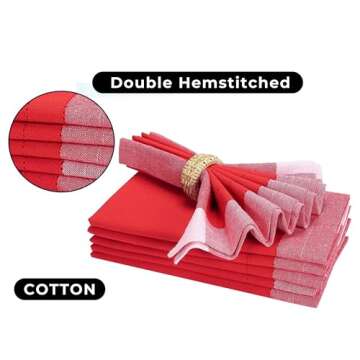 Cloth Napkins,Cotton Napkins,Christmas Dinner Napkins Cloth,Cloth Napkins Set of 4 Cotton, Napkins Cloth,Cloth Napkins Cotton,Cotton Dinner Napkins,Machine Washable Napkin 20x20 Red