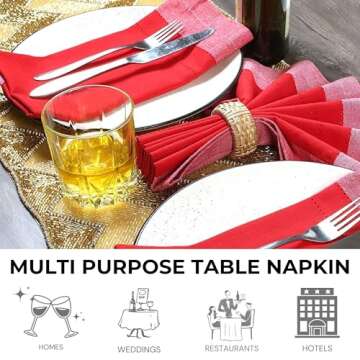 Cloth Napkins,Cotton Napkins,Christmas Dinner Napkins Cloth,Cloth Napkins Set of 4 Cotton, Napkins Cloth,Cloth Napkins Cotton,Cotton Dinner Napkins,Machine Washable Napkin 20x20 Red