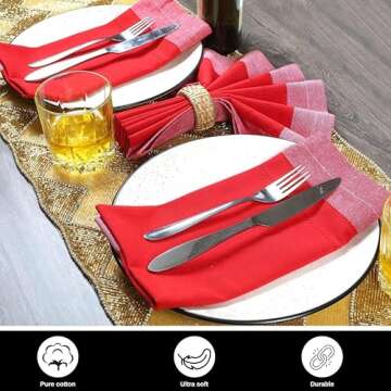 Cloth Napkins,Cotton Napkins,Christmas Dinner Napkins Cloth,Cloth Napkins Set of 4 Cotton, Napkins Cloth,Cloth Napkins Cotton,Cotton Dinner Napkins,Machine Washable Napkin 20x20 Red
