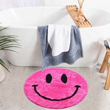Evovee Hot Pink Bath Mat - Fun, Soft & Washable