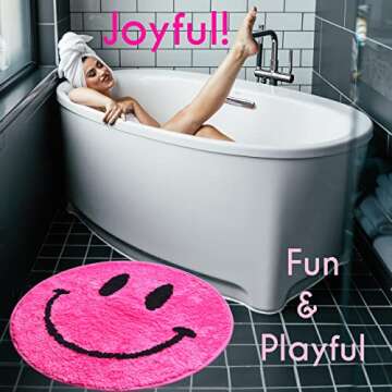 Evovee Hot Pink Bath Mat - Fun, Soft & Washable