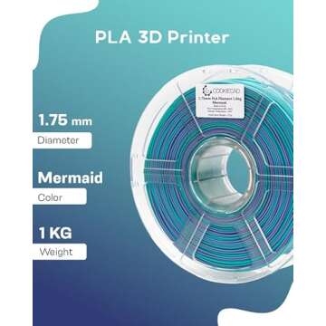 Cookiecad PLA Filament 1.75mm 1kg Rainbow Multicolor 3D Printer Filament - Mermaid PLA
