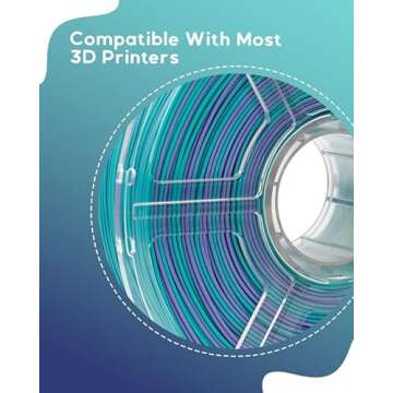 Cookiecad PLA Filament 1.75mm 1kg Rainbow Multicolor 3D Printer Filament - Mermaid PLA