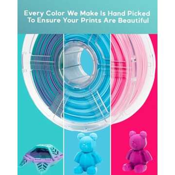 Cookiecad PLA Filament 1.75mm 1kg Rainbow Multicolor 3D Printer Filament - Mermaid PLA