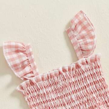Adorable Infant Kids Summer Plaid Jumpsuit for Baby Girls (Pink, 3-4 Years)