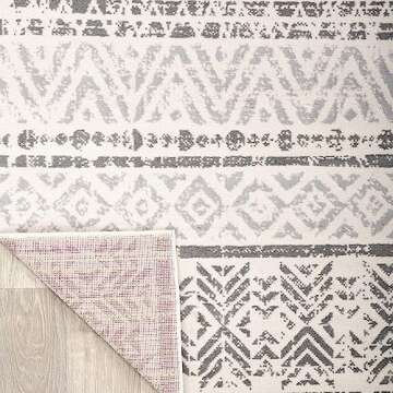 Rugshop Geometric Boho Perfect for high Traffic Areas of Your Living Room,Bedroom,Home Office,Kitchen Oval Area Rug 5' x 7' Gray