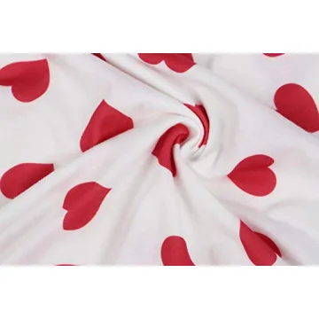 Valphsio Heart Prints Long Sleeve Womens Blouse Red
