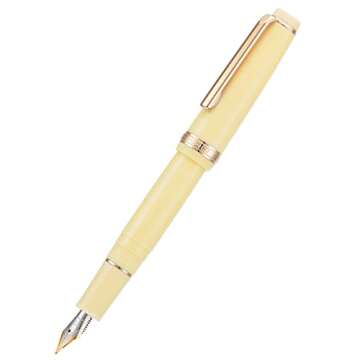2 PCS Jinhao 82 Resin Fountain Pen Iridium Extra Fine & Fine Nib with Converter, Yellow with Golden ...