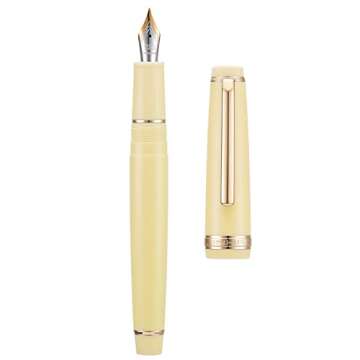 2 PCS Jinhao 82 Resin Fountain Pen Iridium Extra Fine & Fine Nib with Converter, Yellow with Golden Clip Writing Pen Set