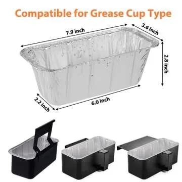 Whaleme 50-Pack Blackstone Griddle Accessories 5017 Grease Cup Liners, Aluminum Foil Drip Pan Grease Catcher Cup Liner for Blackstone 17, 22, 28, 36 Inch Griddle, Disposable Grill Grease Tray
