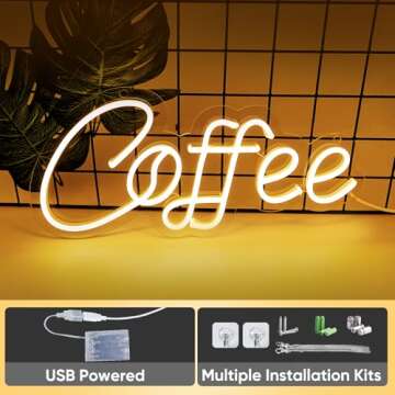 KANAYA Warm White Coffee Neon Sign USB Powered Decor