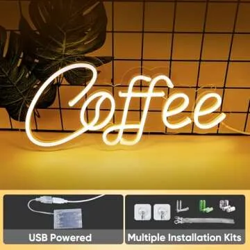 KANAYA Warm White Coffee Neon Sign USB Powered Decor
