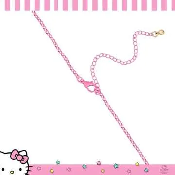 Hello Kitty Sanrio Pave Pendant Necklace 16"+3" - Official License Necklace with Neon Pink Chain
