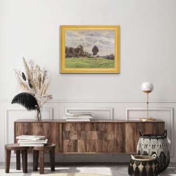 Lost Cabin Landscape in the Ile De France by Paul Cezanne | Canvas in Gold Beveled Frame | Fine Artwork Painting Reproduction | Framed Wall Art Decor Poster Gift | Image: 18x24 Frame: 22x28