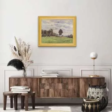 Lost Cabin Landscape in the Ile De France by Paul Cezanne | Canvas in Gold Beveled Frame | Fine Artwork Painting Reproduction | Framed Wall Art Decor Poster Gift | Image: 18x24 Frame: 22x28