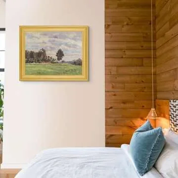 Lost Cabin Landscape in the Ile De France by Paul Cezanne | Canvas in Gold Beveled Frame | Fine Artwork Painting Reproduction | Framed Wall Art Decor Poster Gift | Image: 18x24 Frame: 22x28