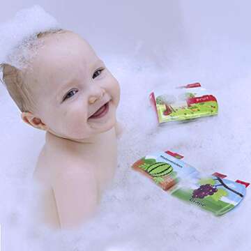 Baby Bath Books, 6Pack Nontoxic Fabric Baby Bath Books Early Education Bathtub Toys Activity Waterpr...