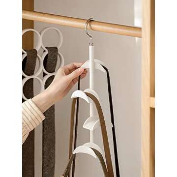 Purse Hanger for Closet - Rotating Handbag Hanging Hook Bag Storage Space Saver with 4 Hooks, Hangin...