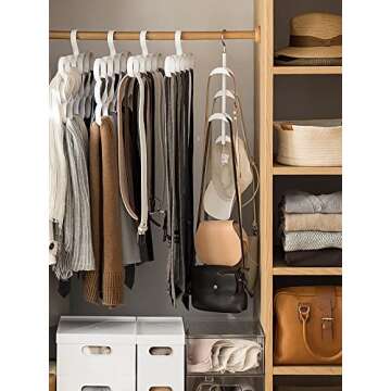 Purse Hanger for Closet - Rotating Handbag Hanging Hook Bag Storage Space Saver with 4 Hooks, Hanging Organizer for Scarf Handbag Belt