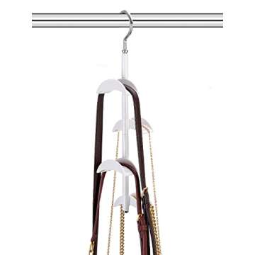 Purse Hanger for Closet - Rotating Handbag Hanging Hook Bag Storage Space Saver with 4 Hooks, Hanging Organizer for Scarf Handbag Belt
