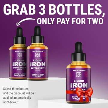 Iron Supplement for Women & Men Free Blood Builder, Iron Vitamin for Anemia | Liquid Iron Drops for ...