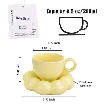 Koythin Ceramic Coffee Mug with Saucer Set, Creative Cute Cup with Sunflower Coaster for Office and ...