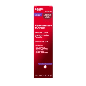 Amazon Basic Care Hydrocortisone 1% Anti-Itch Cream - Fast Relief for Skin Irritations