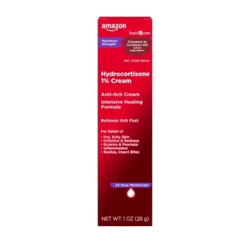 Amazon Basic Care Hydrocortisone 1% Anti-Itch Cream - Fast Relief for Skin Irritations