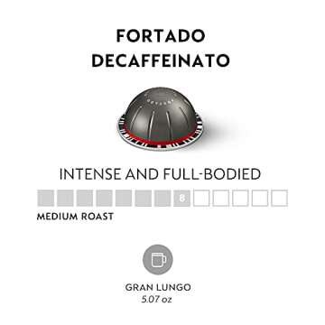 Nespresso Capsules Vertuo, Fortado Decaffeinato, Gran Lungo, 30-Count Coffee Pods, Brews 5.0 oz.