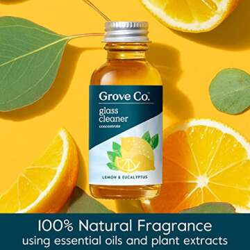 Grove Co. Glass Cleaner, Refill Concentrate (2 x 1 Fl Oz) + 1 x Reusable Glass Spray Bottle (16 Oz) ...