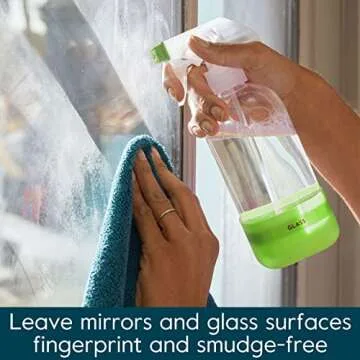 Grove Co. Glass Cleaner, Refill Concentrate (2 x 1 Fl Oz) + 1 x Reusable Glass Spray Bottle (16 Oz) Plant-Based Cleaning Supplies Bundle, No Plastic Waste, 100% Natural Lemon & Eucalyptus Fragrance