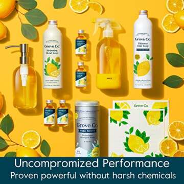 Grove Co. Glass Cleaner, Refill Concentrate (2 x 1 Fl Oz) + 1 x Reusable Glass Spray Bottle (16 Oz) Plant-Based Cleaning Supplies Bundle, No Plastic Waste, 100% Natural Lemon & Eucalyptus Fragrance