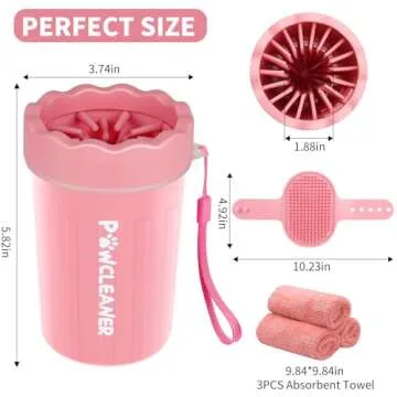 Dog Paw Cleaner, Washer, Buddy Muddy Pet Foot Cleaner for Small Medium Large Breed Dogs/Cats (with 3 absorbent towel) (Light Pink, Medium)