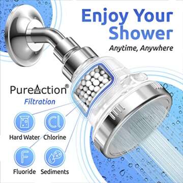 PureAction Water Softener Shower Head Filter for Hard Water - Chlorine & Fluoride Filtered - High Pr...