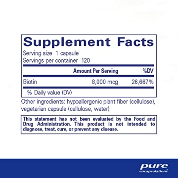 Pure Encapsulations Biotin 8 mg for Hair, Skin & Nail Health