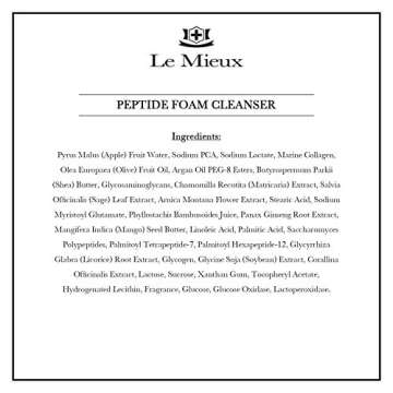 Le Mieux Peptide Foam Cleanser - Age Defying Face Wash with Marine Collagen & 3 Peptides for Glowing Skin, Foaming Cleanser for Dry Skin, No Parabens or Sulfates (6 oz / 180 ml)
