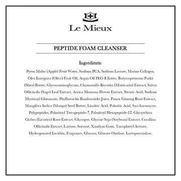 Le Mieux Peptide Foam Cleanser - Age Defying Face Wash with Marine Collagen & 3 Peptides for Glowing Skin, Foaming Cleanser for Dry Skin, No Parabens or Sulfates (6 oz / 180 ml)