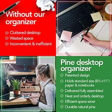 Elegant MissionMax Natural Pine Desk Organizer