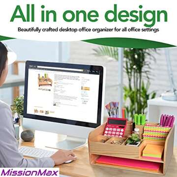 Elegant MissionMax Natural Pine Desk Organizer