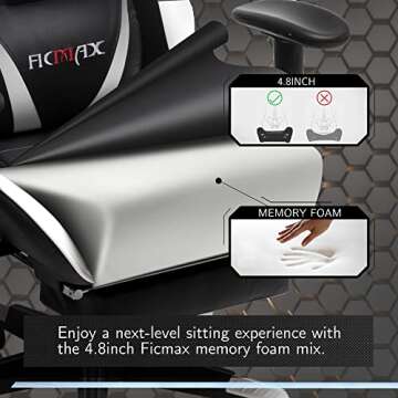 Ficmax Massage Gaming Chair Reclining Computer Gaming Chair with Footrest Racing Style Home Office Chair High Back Gamer Chair for E-sport Large Size Gaming Desk Chair with Headrest and Lumbar Support