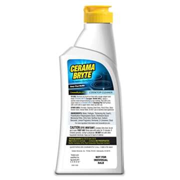 Cerama Bryte Combo Kit POW-R Grip, Scraper, Pad & Removes Tough Stains Cooktop and Stove Top Cleaner...