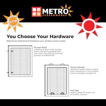 Metro Screenworks Custom Window Screens Fully Assembled and Ready to Install - Window Screen Replacement for House, Pre-Framed Mesh Replacement Window Screens, Home, Patio, & More