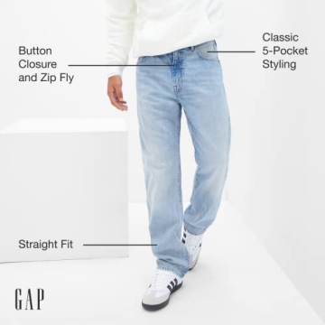 GAP Mens Original Straight Fit Jeans in Light Wash