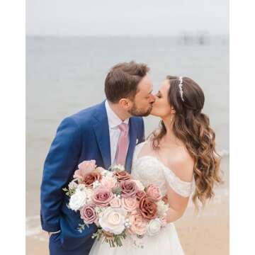 FACINOC Pink Rose Artificial Flowers Perfect for DIY Weddings and Home Decor