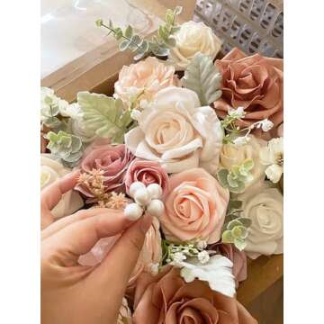 FACINOC Pink Rose Artificial Flowers for Decor and DIY