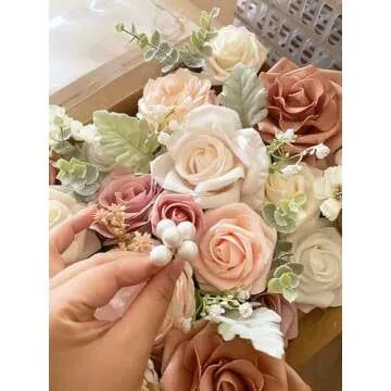 FACINOC Pink Rose Artificial Flowers for Decor and DIY