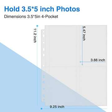 Sooez 30 Pack Photo Sleeves 3.5x5, Heavy Duty Photo Sleeves for 3 Ring Binder (for 240 Pictures), Pl...