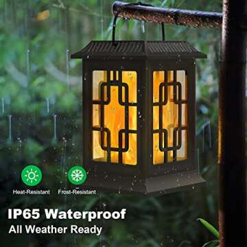 Woenergy Solar Lanterns Outdoor Waterproof, Hanging Solar Lights for Outside Black Hanging Solar Pow...