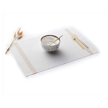 pigchcy Placemats Set of 8, Luxurious Elegant Placemats Non-Slip Washable Durable Table Mats for Home/Dining Room Decoration (White)